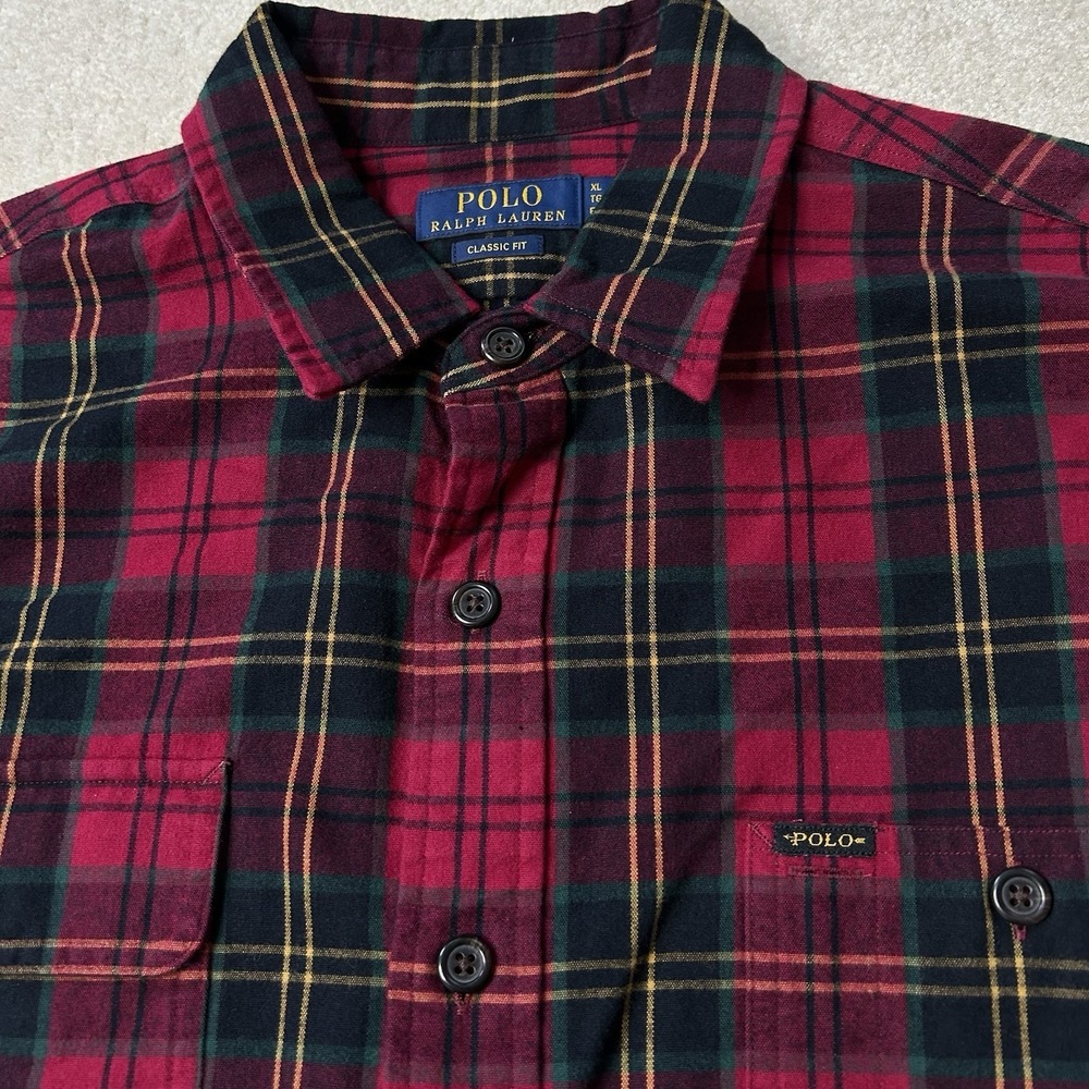 Polo Ralph Lauren Shirt Men's XL Tartan Plaid Button Up Flannel Workshirt